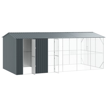 VidaXL Κλουβί Πουλιών με Προέκταση Ανθρακί 310x640x247 εκ Χάλυβας