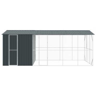 VidaXL Κλουβί Πουλιών με Προέκταση Ανθρακί 310x640x247 εκ Χάλυβας