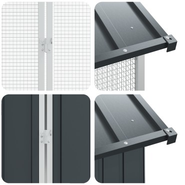 VidaXL Κλουβί Πουλιών με Προέκταση Ανθρακί 310x640x247 εκ Χάλυβας