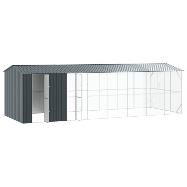 VidaXL Κλουβί Πουλιών με Επέκταση Ανθρακί 310x838x247 εκ. Χάλυβας