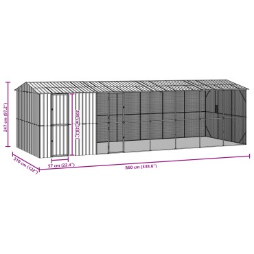 VidaXL Κλουβί Πουλιών με Επέκταση Ανθρακί 310x838x247 εκ. Χάλυβας