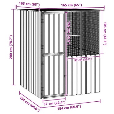 vidaXL Κλουβί Πουλιών Ανθρακί 165 x 165 x 200 εκ Επικαλυμμένος Χάλυβας