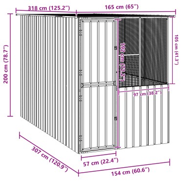 Κλουβί Πουλιών vidaXL Ανθρακί 215x78x200 εκ Γαλβανισμένο Ατσάλι