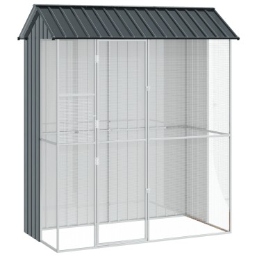 vidaXL Κλουβί Πουλιών Ανθρακί 215x110x247 εκ Χάλυβας