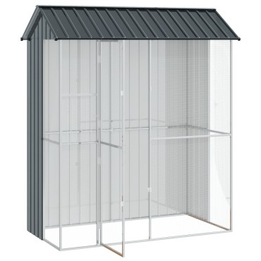 vidaXL Κλουβί Πουλιών Ανθρακί 215x110x247 εκ Χάλυβας