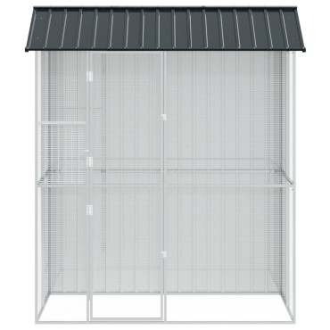 vidaXL Κλουβί Πουλιών Ανθρακί 215x110x247 εκ Χάλυβας