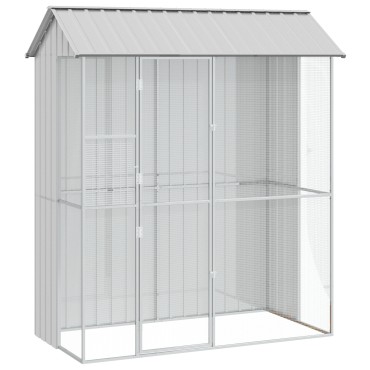 vidaXL Κλουβί πουλιών Γκρι 215x110x247 εκ Χάλυβας
