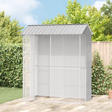 vidaXL Κλουβί Πουλιών Γκρι 215 x 110 x 247 εκ. Επικαλυμμένος Χάλυβας
