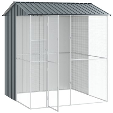 vidaXL Κλουβί Πουλιών Ανθρακί 215x210x247 εκ Χάλυβας