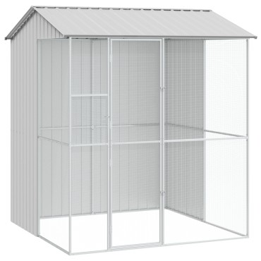 vidaXL Κλουβί Πουλιών Γκρι 215x210x247 εκ Χάλυβας