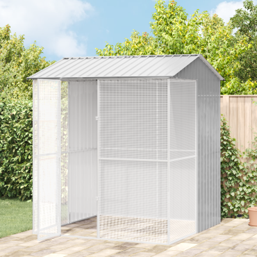vidaXL Κλουβί Πουλιών Γκρι 215 x 210 x 247 εκ. Επικαλυμμένος Χάλυβας