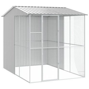 Χάρακας πουλιών vidaXL Γκρι 215x310x247 εκ Χάλυβας