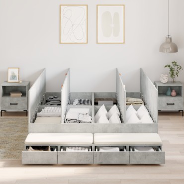 vidaXL Κρεβάτι αποθήκης από σκυρόδεμα Γκρι 135x190 εκ.
