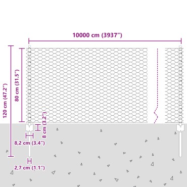 vidaXL Πόposts Φράκτης 11 τεμ U-Channel Πράσινο Ατσάλι