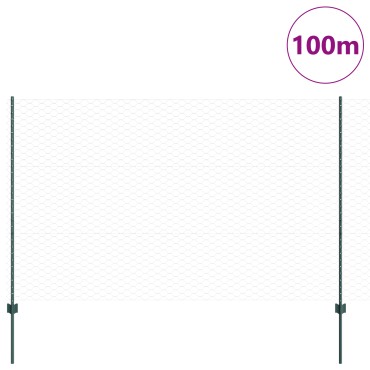 Πόδια Φράχτη vidaXL 11 τεμ U-Channel Πράσινο 160cm Χάλυβας, Φράκτης vidaXL Εξαγωνικός Πράσινος 1.6x100 μ Χάλυβας