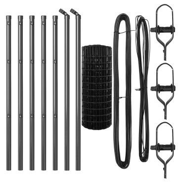 vidaXL Euro Fence με 7 Στυλοβάτες 0.4x10 μ Γαλβανισμένο Ατσάλι Γκρι