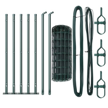 vidaXL Euro Fence με 7 φλαντζωτούς στύλους 0.4x10 μ Γαλβανισμένο Ατσάλι