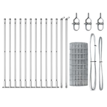 vidaXL Euro Fence με 13 Φλαντζωτούς Πόστες 0.4x50 μ Γαλβανισμένο Ατσάλι