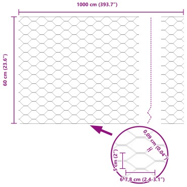 vidaXL Εξάγωνη Περίφραξη Πράσινη 0.6x10 μ Χάλυβας