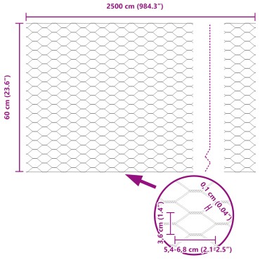 Εξάγωνος Φράχτης vidaXL Πράσινος 0.6x25 μ Ατσάλι, Στηθαία vidaXL 13 τεμ Πράσινα 32 μμ 100cm Γαλβανισμένο Ατσάλι