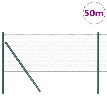 vidaXL Hexagon Fence Πράσινο 0.6x50 μ Χάλυβας
