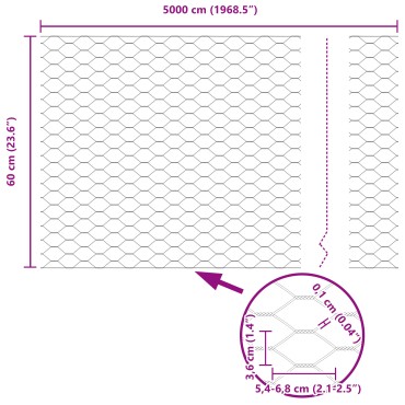 vidaXL Εξάγωνος Φράκτης Πράσινος 0.6x50 m Ατσάλι