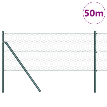 vidaXL Εξάγωνος Φράκτης Πράσινος 0.6x50 m Ατσάλι