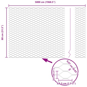 vidaXL Εξάγωνος Φράχτης Πράσινος 0.8x50 μ Μέταλλο