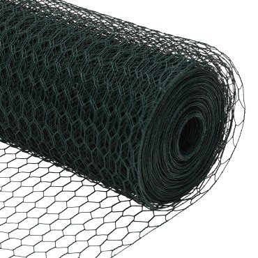 Φράκτης Hexagon vidaXL Πράσινος 1.6x50 μ Ατσάλι, Στηλοβάτες vidaXL 13 τμχ Πράσινοι 32 χιλ. 210cm Γαλβανισμένο Ατσάλι
