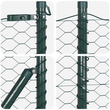Φράχτης Hexagon vidaXL Πράσινος 1.6x50 μ Χάλυβας, Φράχτες vidaXL 13 τεμ Πράσινοι 32 mm 210cm Γαλβανισμένος Χάλυβας