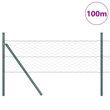 vidaXL Hexagon Fence Πράσινο 0.5x100 μ Χάλυβας