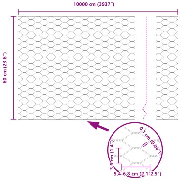vidaXL Εξάγωνος Φράχτης Πράσινος 0.6x100 μ Χάλυβας