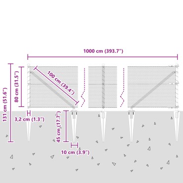 vidaXL Hexagon Φράκτης Πράσινος 0.8x10 μ Χάλυβας