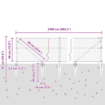 vidaXL Περίφραξη Εξάγωνη Πράσινη 0,4x25 m Ατσάλι