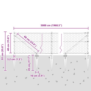 vidaXL Εξαγωνική Περίφραξη Πράσινη 0.4x50 μ Μέταλλο