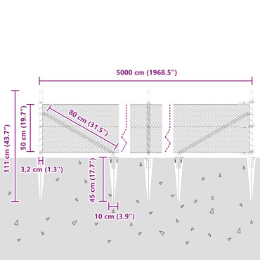 vidaXL Hexagon Fence Πράσινο 0.5x50 m Χάλυβας