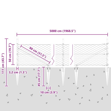 vidaXL Εξαγωνικός Φράχτης Πράσινος 0.5x50 m Χάλυβας