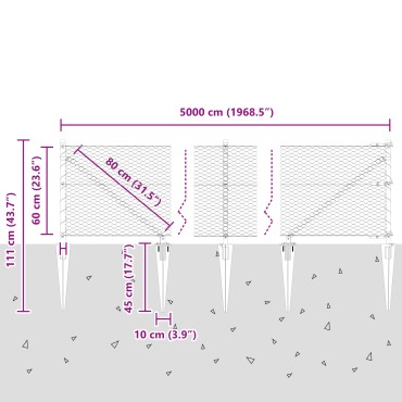 vidaXL Εξάγωνη Περίφραξη Πράσινη 0,6x50 μ. Χάλυβας