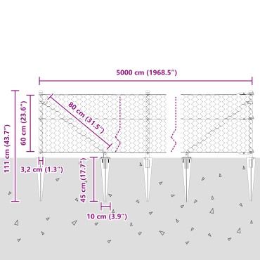 vidaXL Περίφραξη Εξαγώνου Πράσινη 0.6x50 μ Χάλκινη