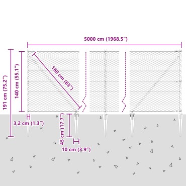 vidaXL Φράχτης Εξάγωνος Πράσινος 1.4x50 μ Χάλυβας