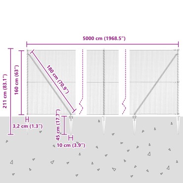 vidaXL Εξαγωνικός Φράχτης Πράσινος 1,6x50 μ Χάλυβας