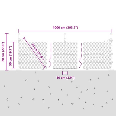 vidaXL Hexagon Fence Πράσινο 0.5x10 μ Χάλυβας