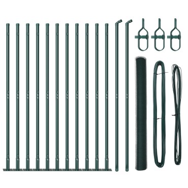 vidaXL Σετ Φράχτη Σετ 2 Πράσινο Ατσάλι, PVC 25x1.5 m Ανθεκτικό