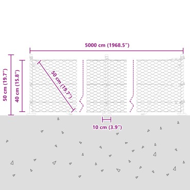 vidaXL Εξαγωνικός Φράχτης Πράσινος 0.4x50 μ Χάλυβας
