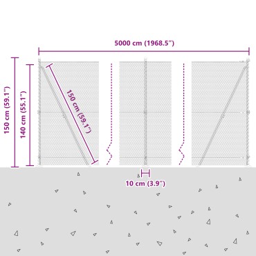 vidaXL Εξάγωνος Φράχτης Πράσινος 1.4x50 μ Χάλυβας