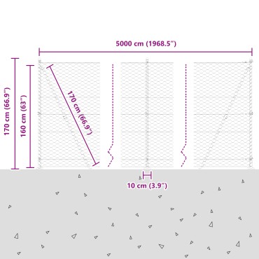 VidaXL Περίφραξη Εξαγώνου Πράσινη 1.6x50 μ Ατσάλι