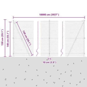 vidaXL Εξαγωνικός Φράκτης Πράσινος 1.4x100 m Ατσάλι