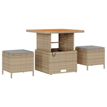 vidaXL 9 Piece Garden Sofa Set with Cushions Beige Poly Rattan Acacia