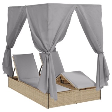 vidaXL Διπλή ξαπλώστρα Γκρι 205x129x200cm συνθετικό ρατάν