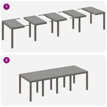 vidaXL Τραπέζι Κήπου Ανοιχτό Γκρι 250x100x73cm Πολυ Ράτταν 1 τεμ.